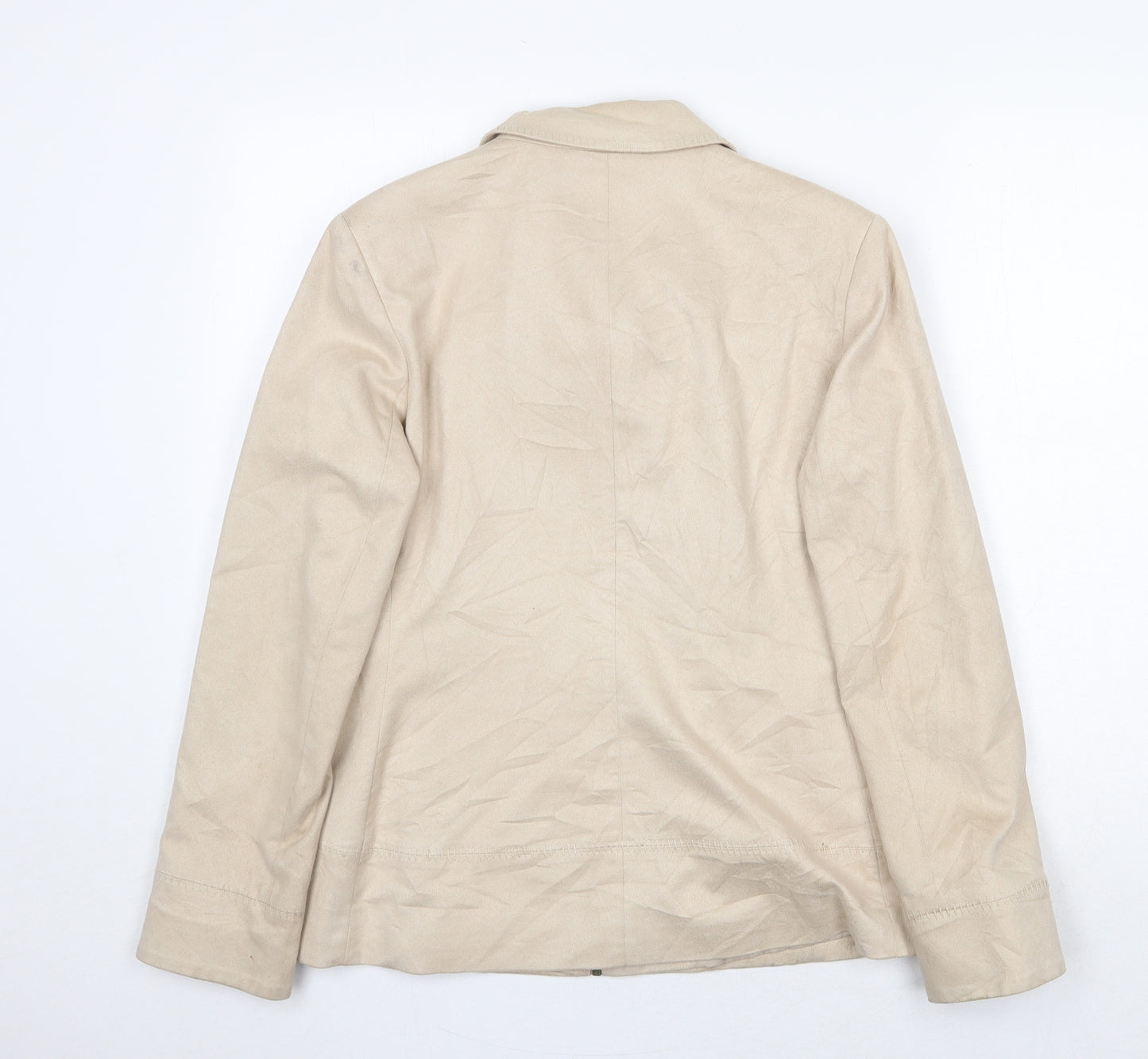 M&Co Womens Beige Jacket Size 12 Zip - Faux Leather