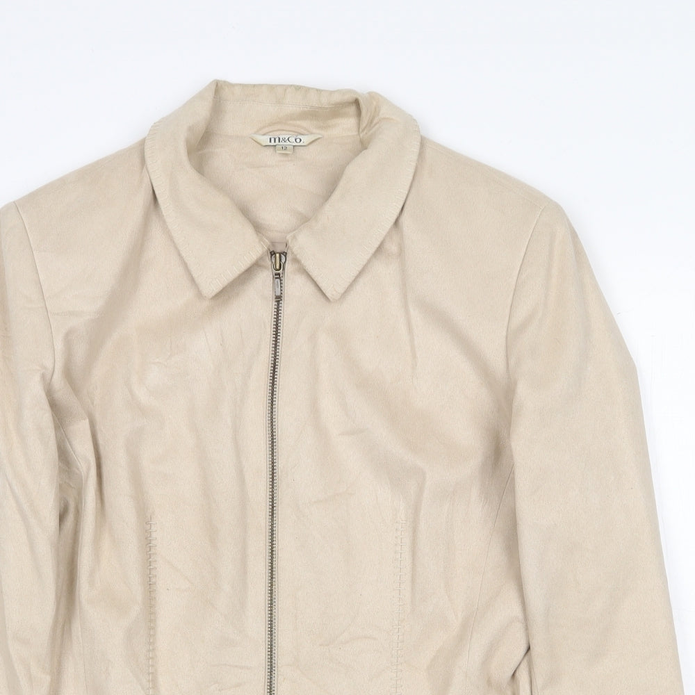 M&Co Womens Beige Jacket Size 12 Zip - Faux Leather