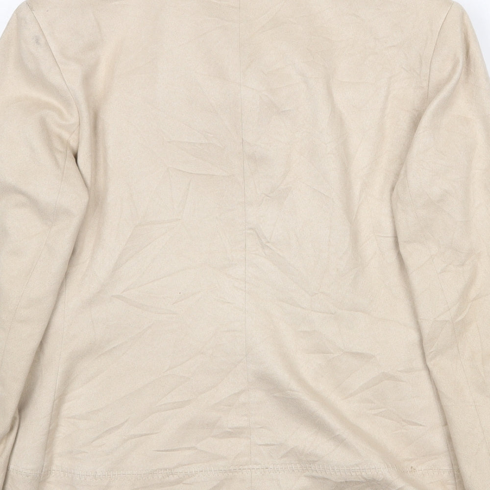 M&Co Womens Beige Jacket Size 12 Zip - Faux Leather