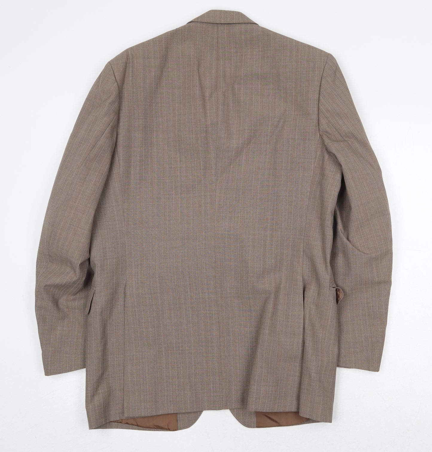 Quest Mens Brown Striped Polyester Jacket Suit Jacket Size 40 Regular