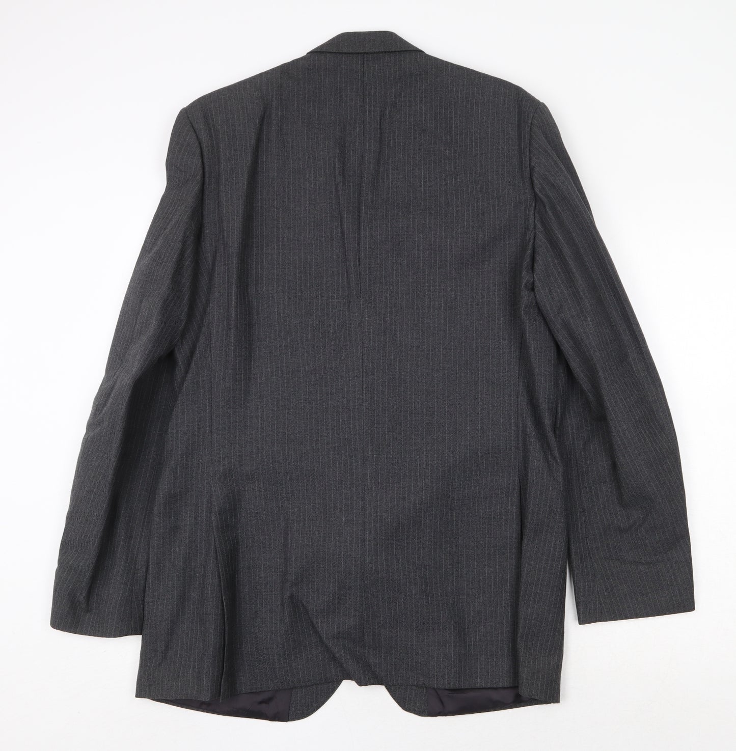 Pin Stripe Mens Grey Striped Wool Jacket Suit Jacket Size 42 Regular