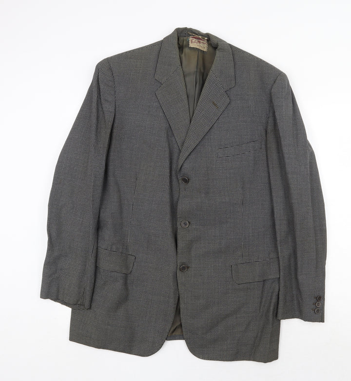 Furley Hassan Mens Grey Geometric Wool Jacket Blazer Size 44 Regular