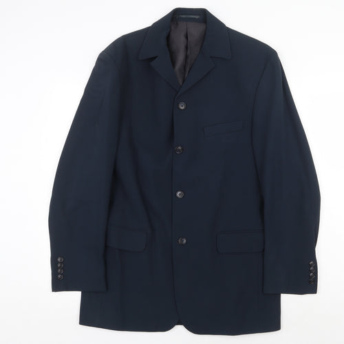 Equity Mens Blue Polyester Jacket Suit Jacket Size 38 Regular