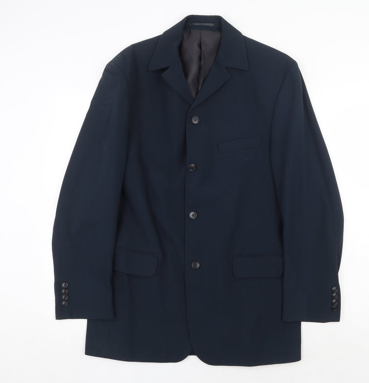 Equity Mens Blue Polyester Jacket Suit Jacket Size 38 Regular