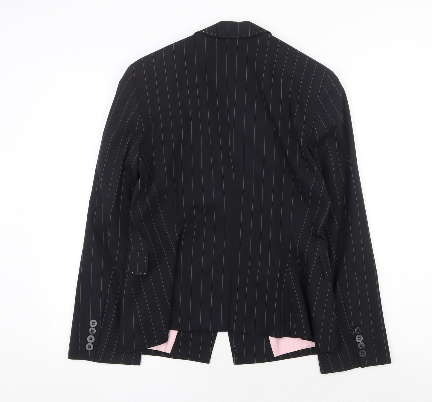 Marks and Spencer Womens Black Striped Jacket Blazer Size 12 Button