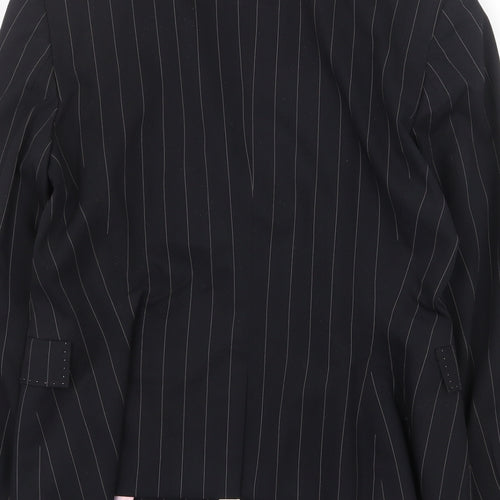Marks and Spencer Womens Black Striped Jacket Blazer Size 12 Button
