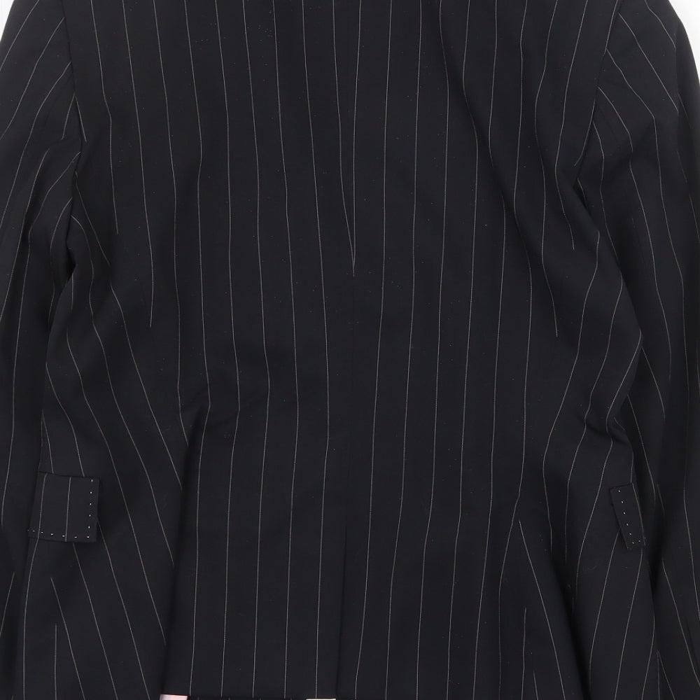 Marks and Spencer Womens Black Striped Jacket Blazer Size 12 Button