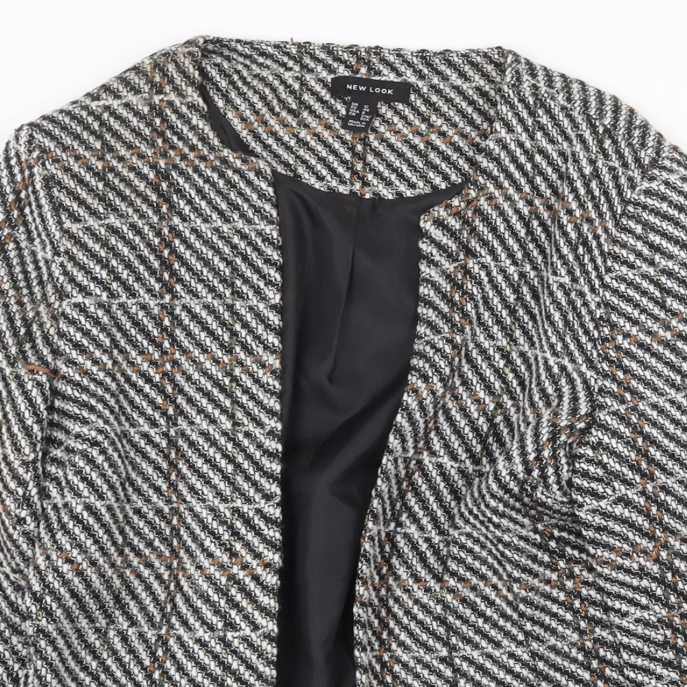 New Look Womens White Geometric Jacket Blazer Size 12