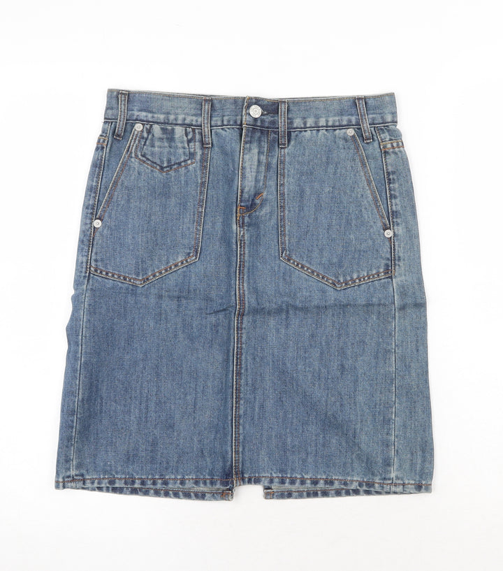 Gap Womens Blue Cotton A-Line Skirt Size 6 Zip