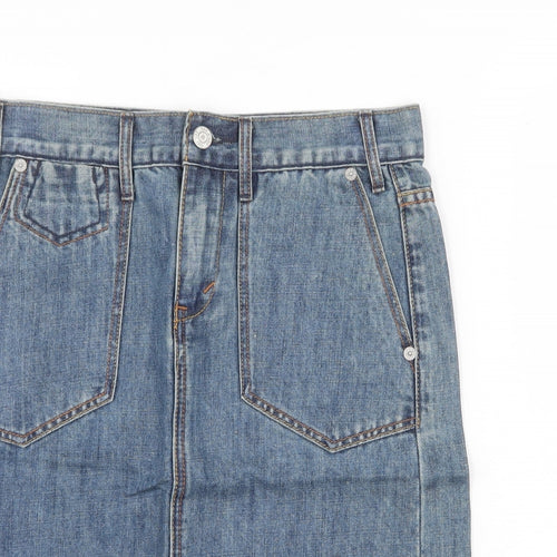 Gap Womens Blue Cotton A-Line Skirt Size 6 Zip