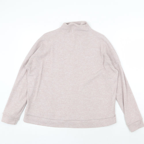 New Look Womens Pink Mock Neck Polyester Pullover Jumper Size S