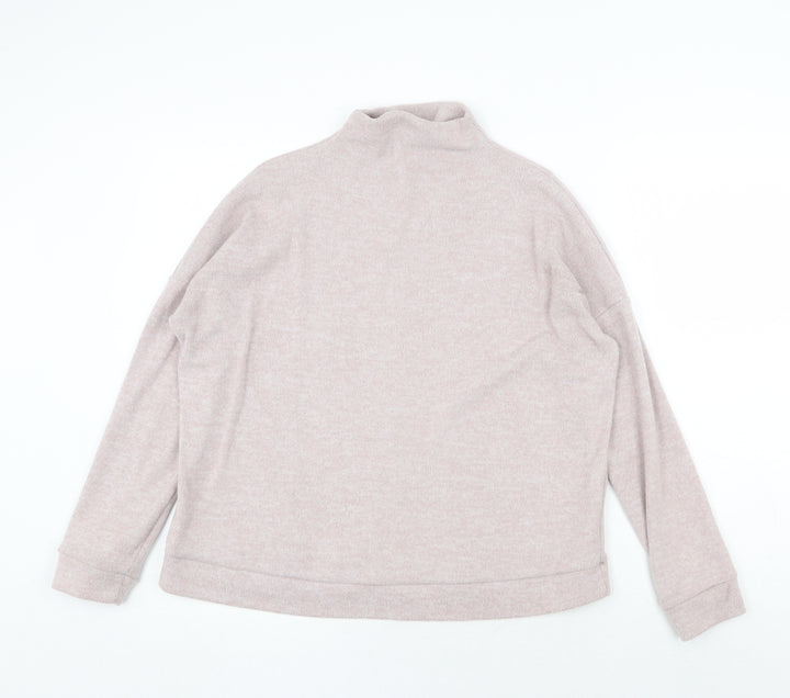 New Look Womens Pink Mock Neck Polyester Pullover Jumper Size S