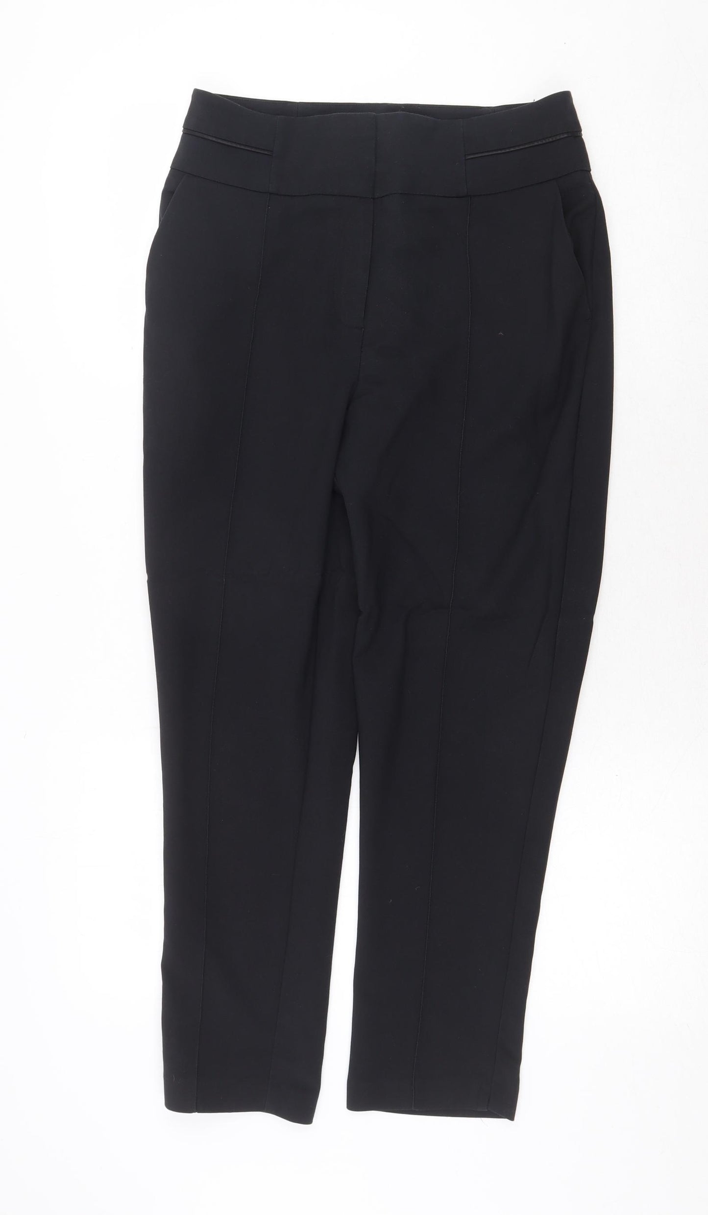 Oasis Womens Black Cotton Dress Pants Trousers Size 12 Regular Zip