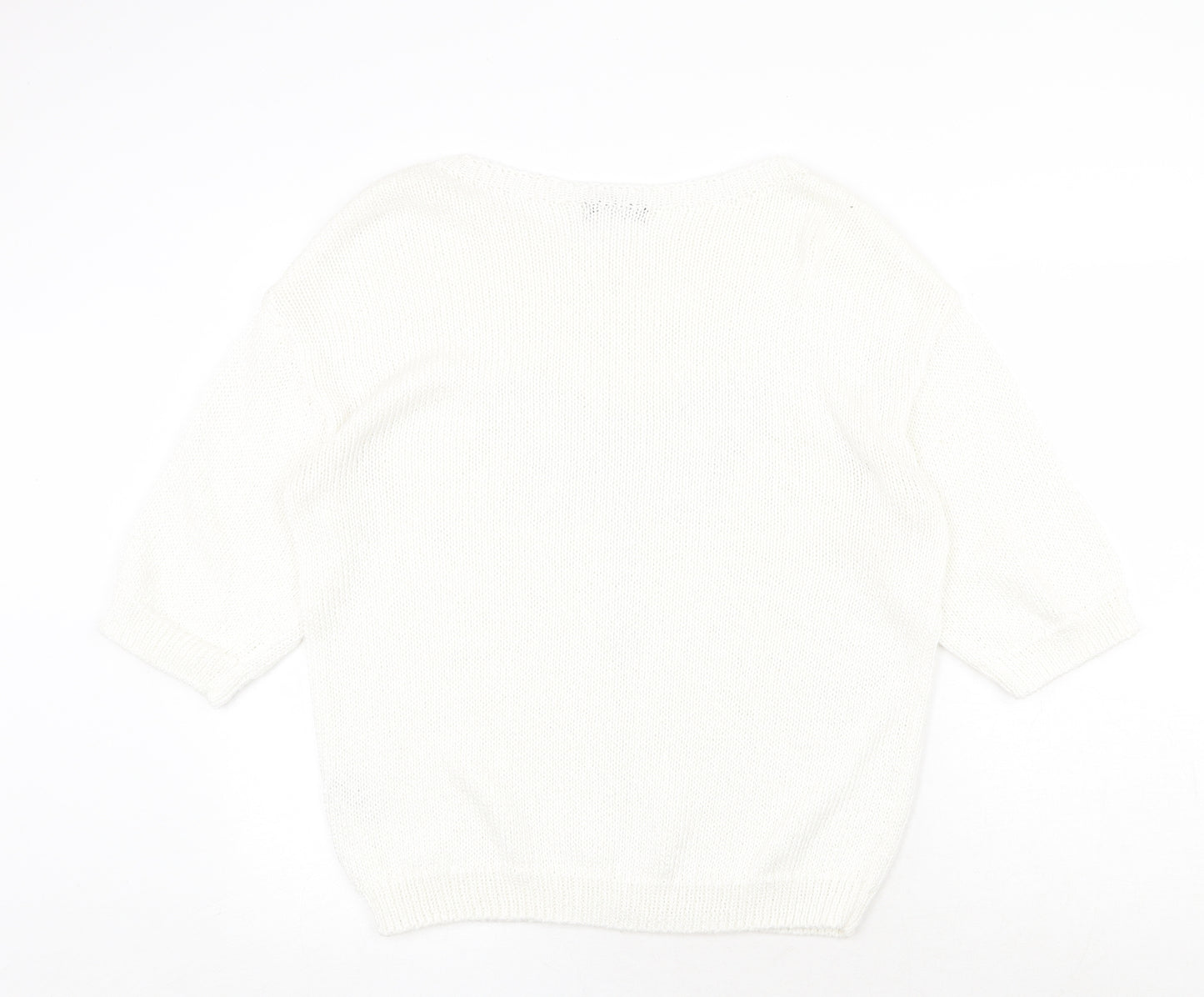 George Womens White Round Neck Acrylic Pullover Jumper Size 14 - Dragonfly