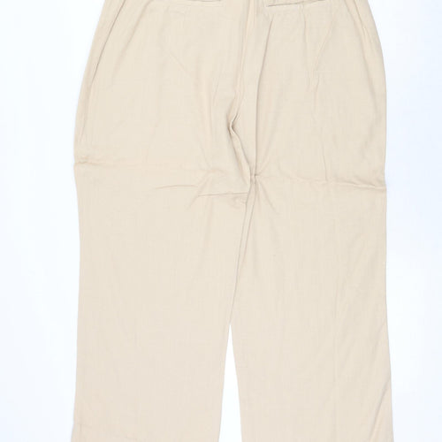Casual Comfort Womens Beige Viscose Trousers Size 18 Regular Zip