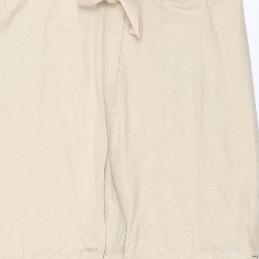 Casual Comfort Womens Beige Viscose Trousers Size 18 Regular Zip