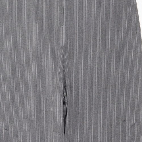 Agenda Womens Grey Striped Polyester Dress Pants Trousers Size 18 Regular Zip