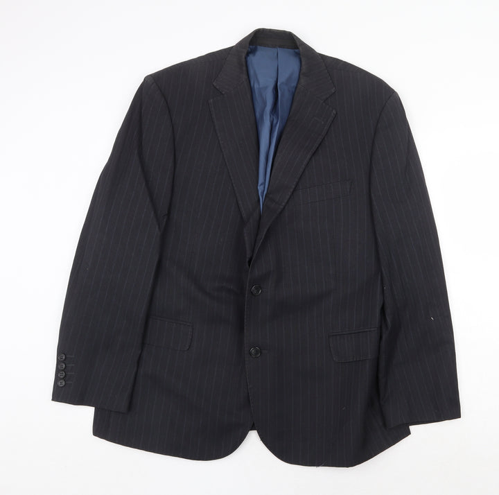 Marks and Spencer Mens Grey Striped Polyester Jacket Suit Jacket Size 44 Regular