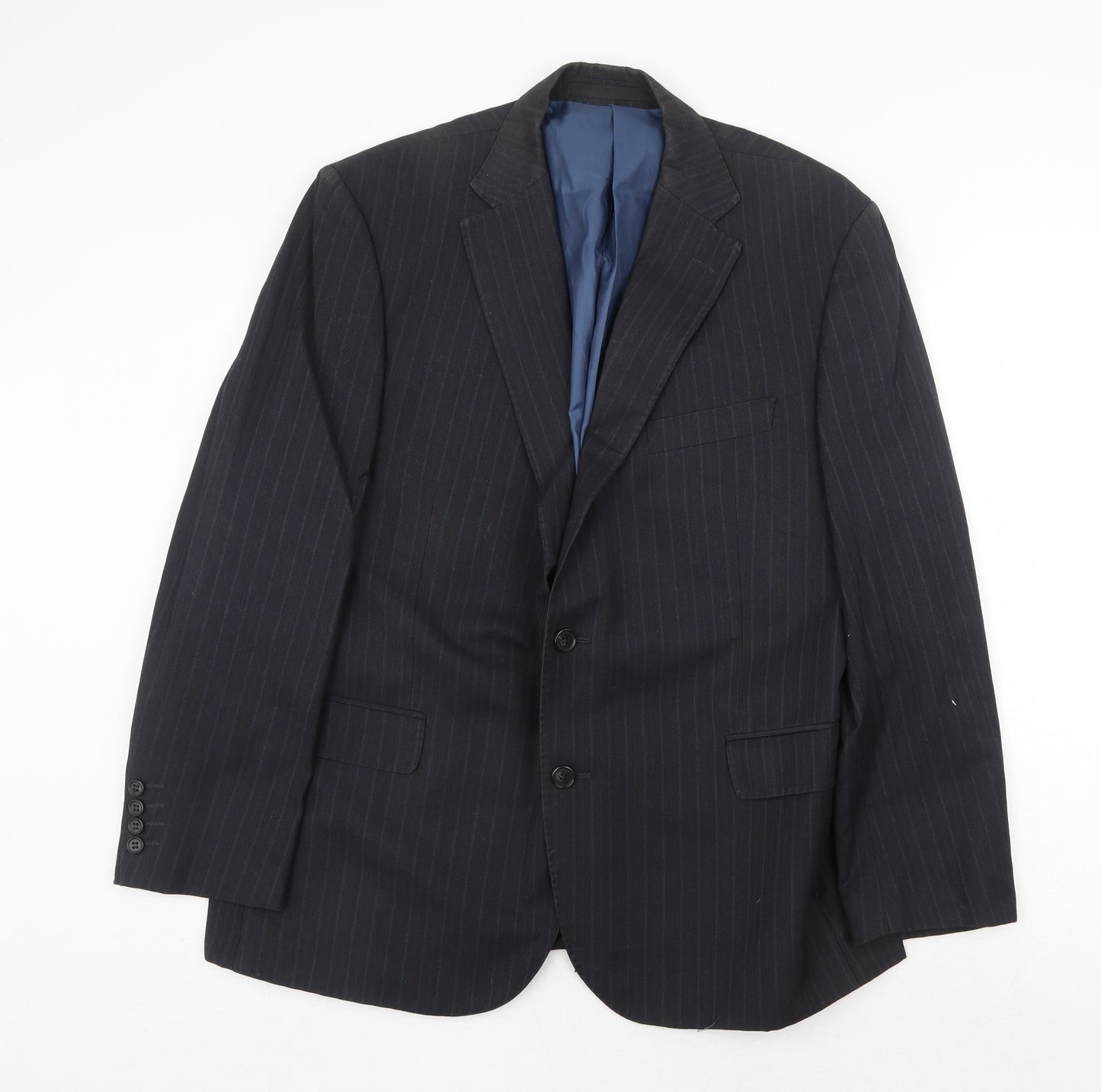 Marks and Spencer Mens Grey Striped Polyester Jacket Suit Jacket Size 44 Regular