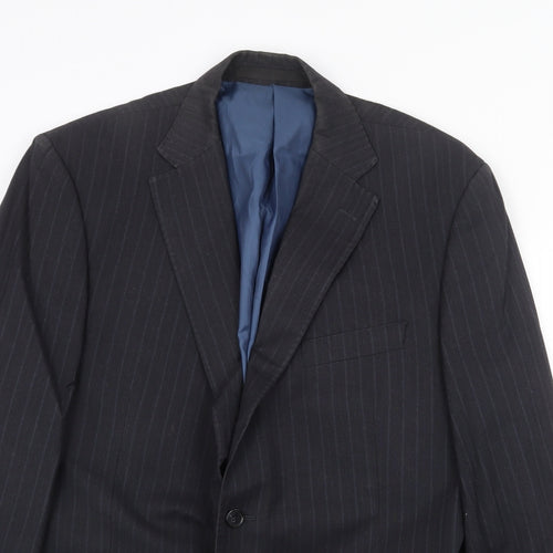 Marks and Spencer Mens Grey Striped Polyester Jacket Suit Jacket Size 44 Regular