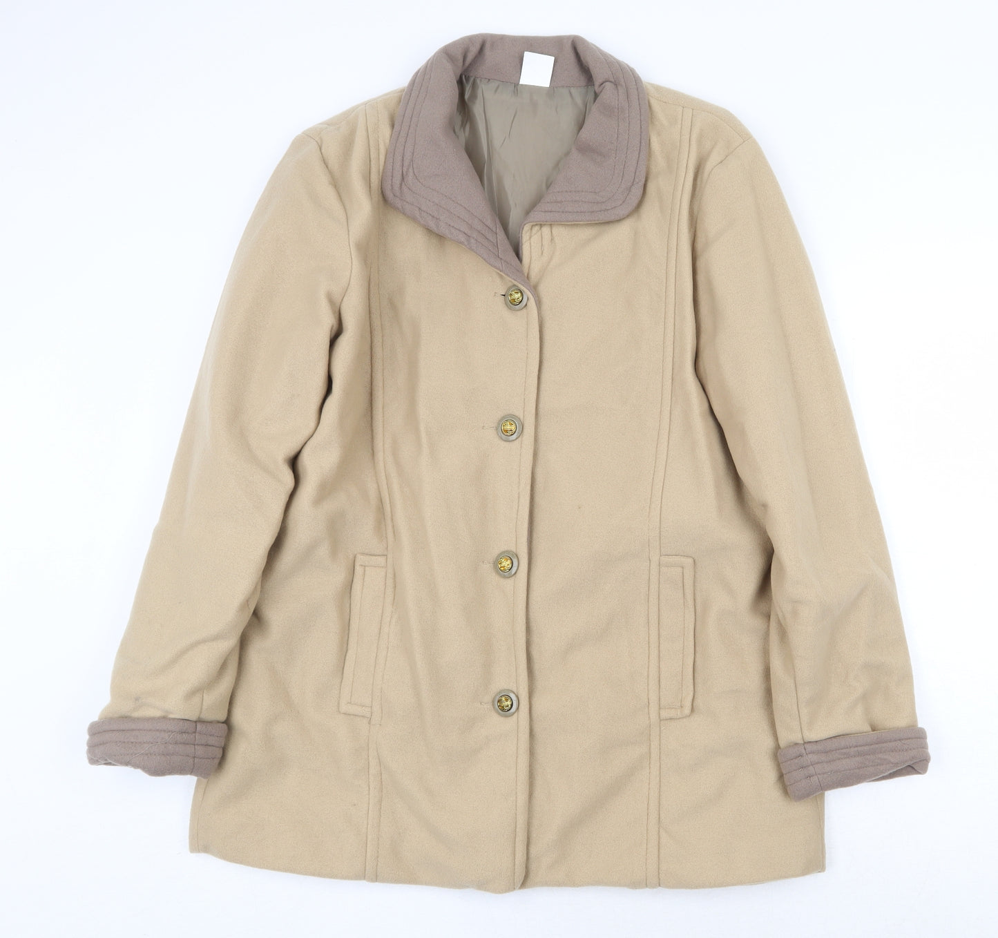 Gabriella Vicenga Womens Beige Jacket Size 16 Button