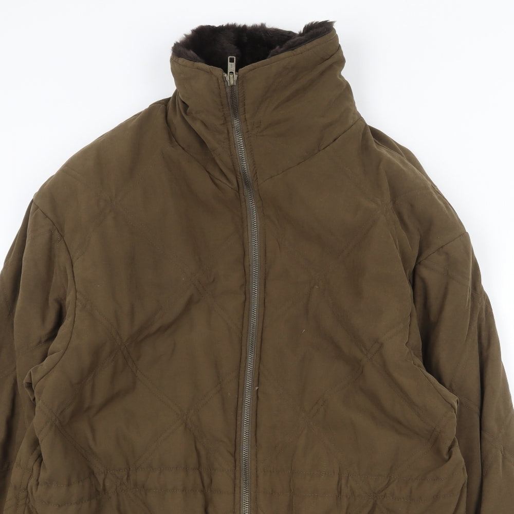 Preworn Womens Brown Quilted Jacket Size 10 Zip
