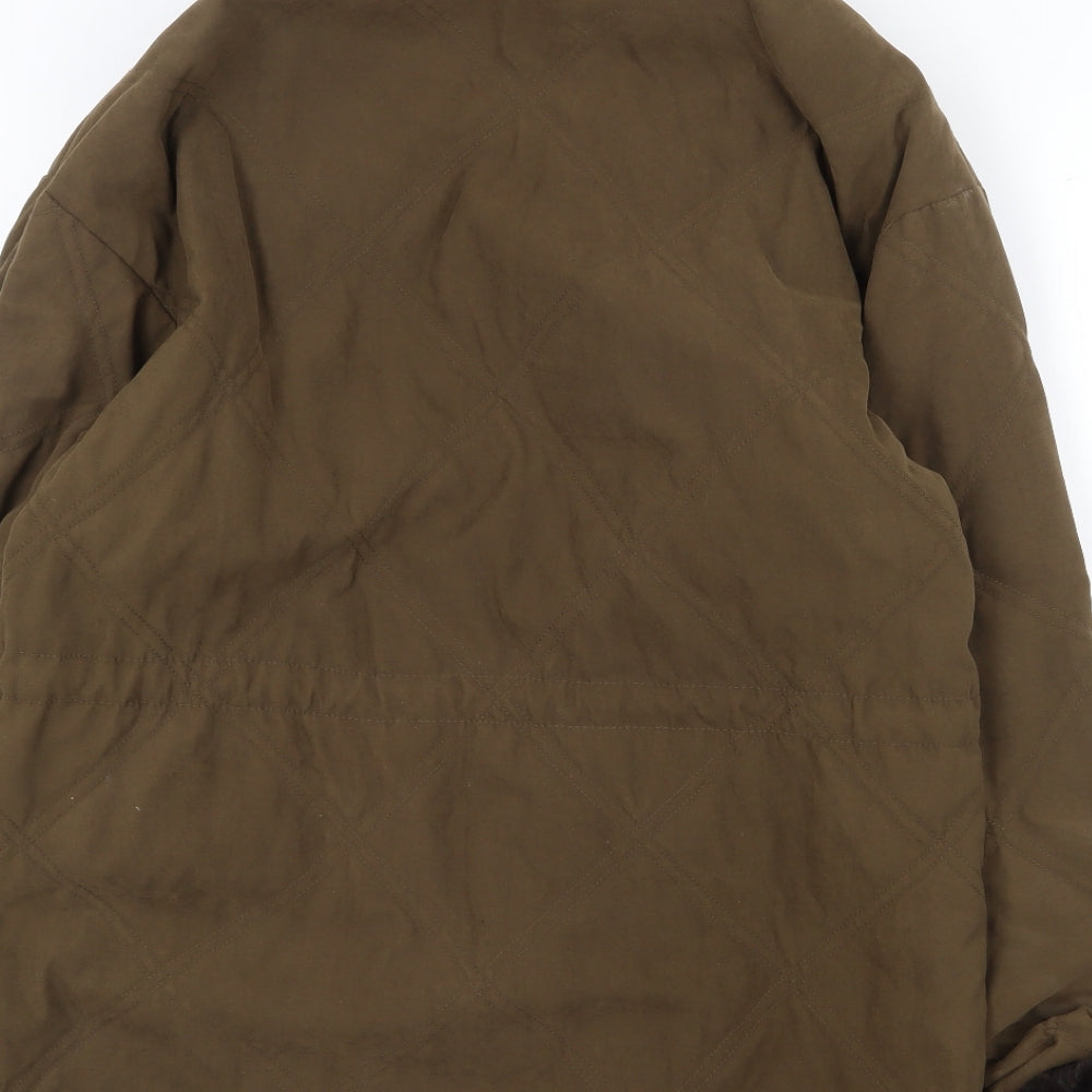 Preworn Womens Brown Quilted Jacket Size 10 Zip