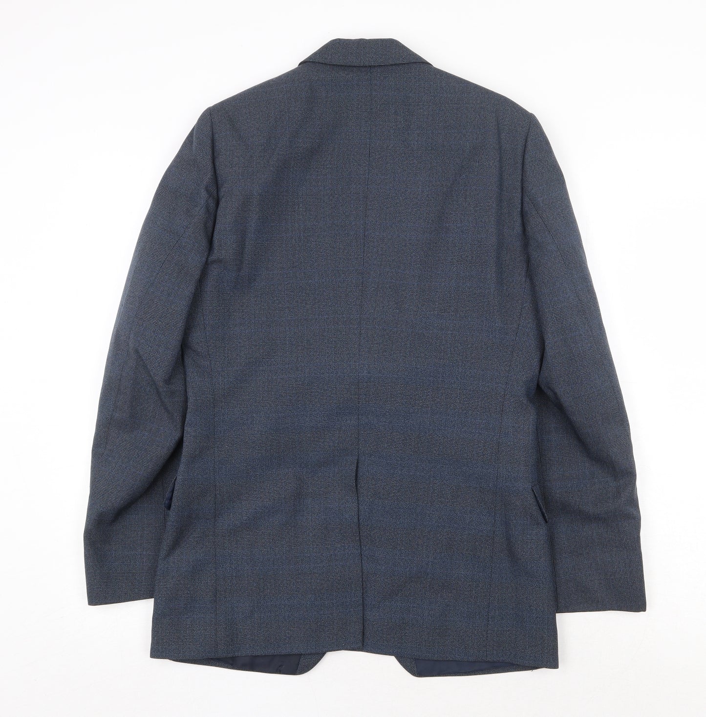 John Oliver Mens Blue Polyester Jacket Suit Jacket Size 38 Regular
