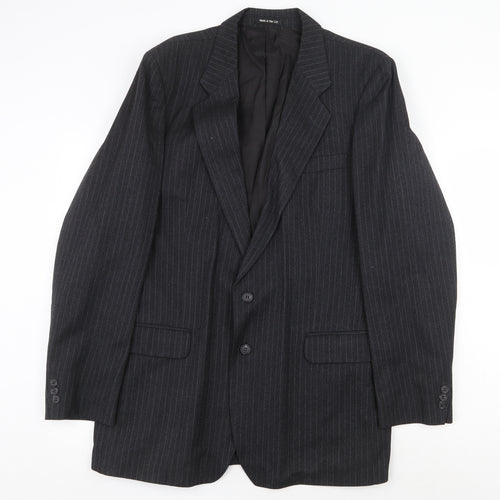 St Michael Mens Grey Striped Wool Jacket Suit Jacket Size 42 Regular