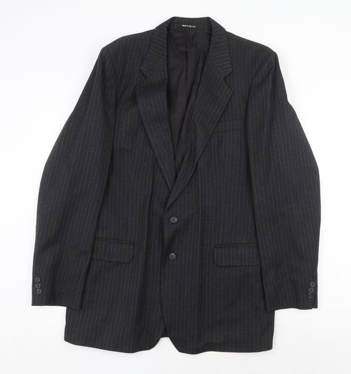 St Michael Mens Grey Striped Wool Jacket Suit Jacket Size 42 Regular
