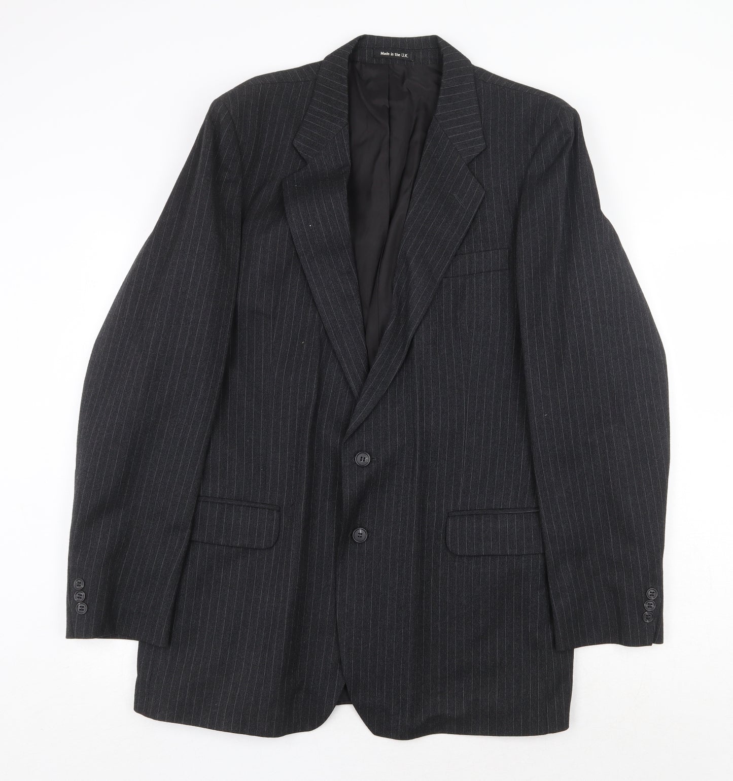 St Michael Mens Grey Striped Wool Jacket Suit Jacket Size 42 Regular