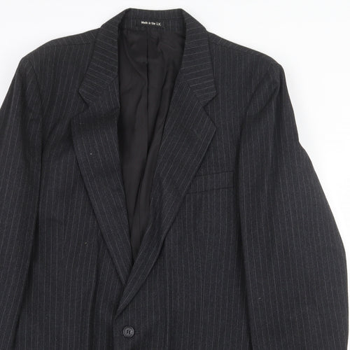 St Michael Mens Grey Striped Wool Jacket Suit Jacket Size 42 Regular