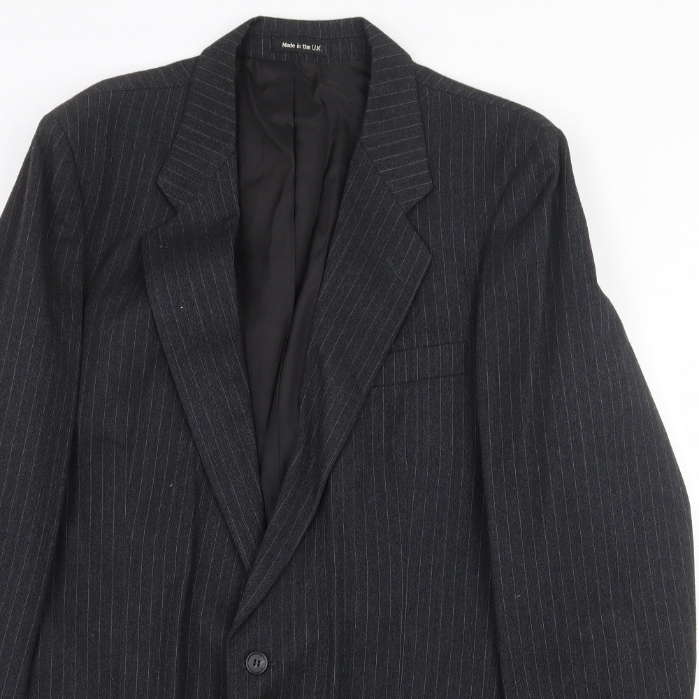 St Michael Mens Grey Striped Wool Jacket Suit Jacket Size 42 Regular