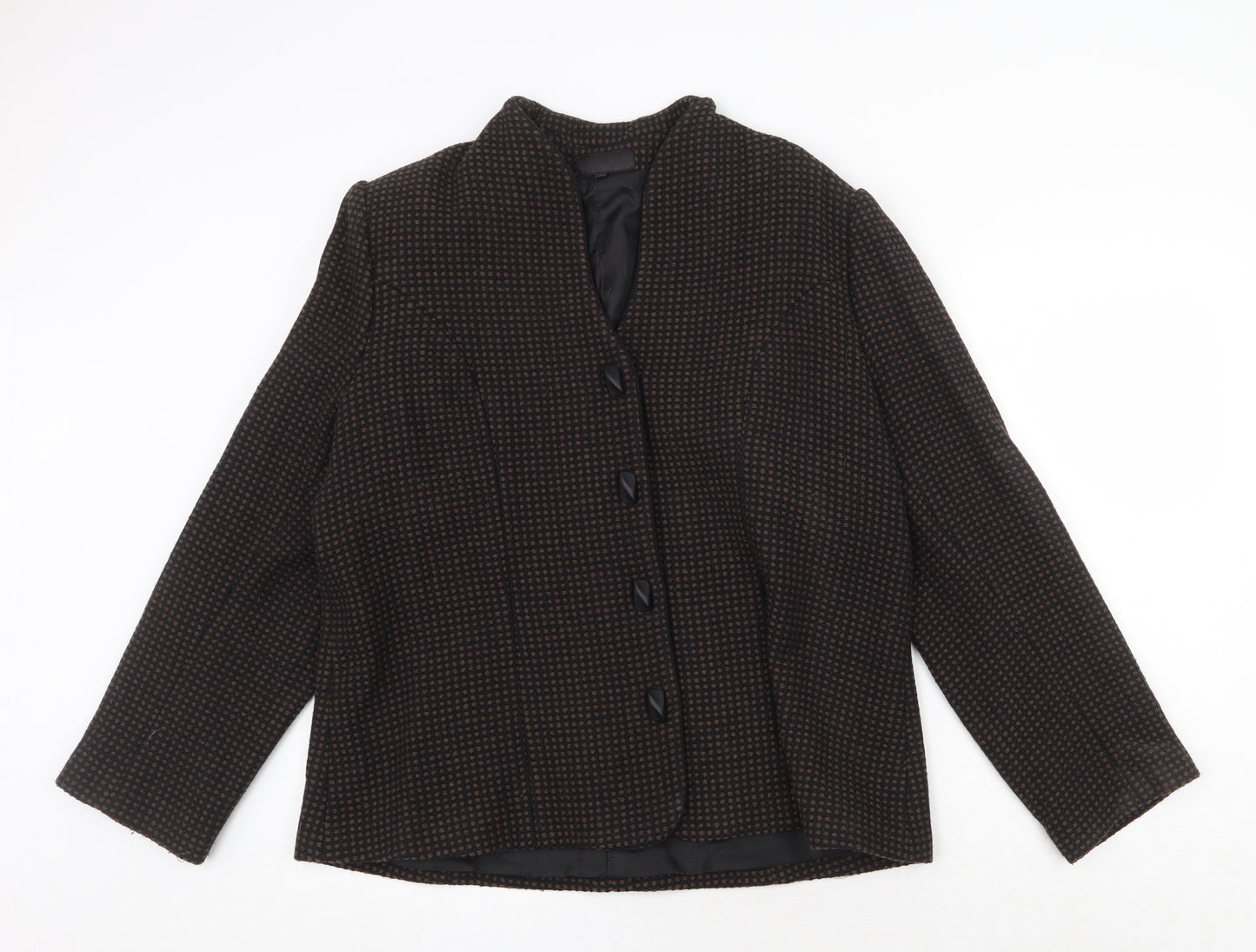 Preworn Womens Brown Geometric Jacket Blazer Size 3XL Button