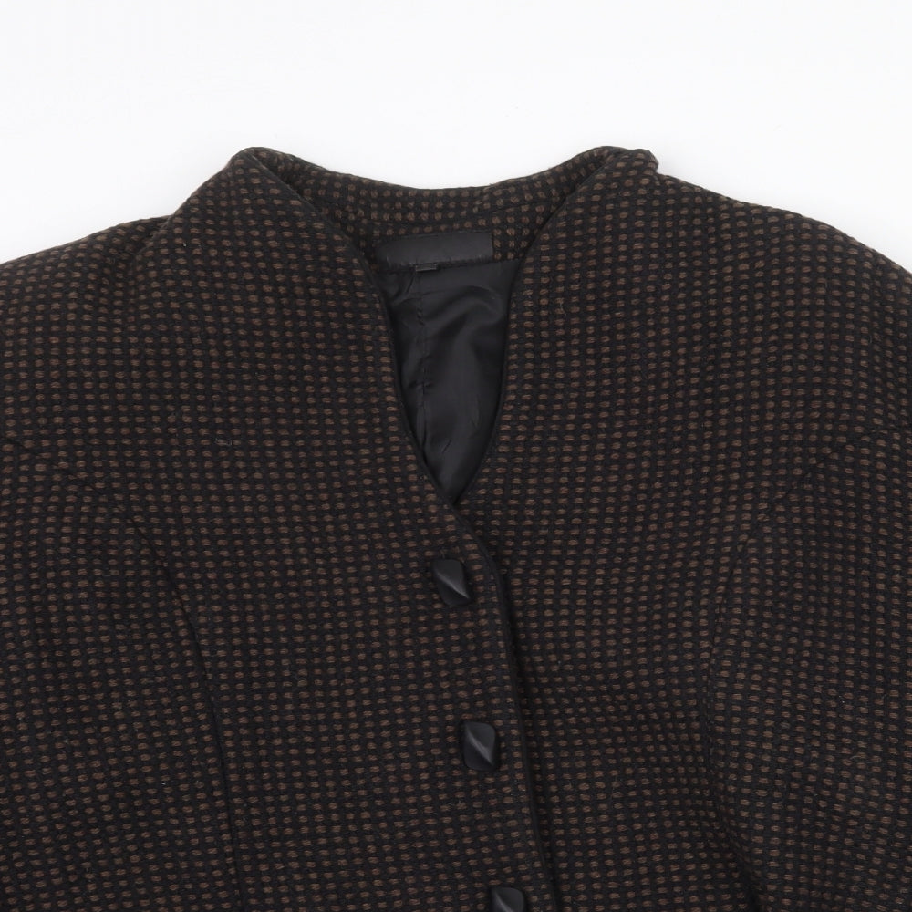 Preworn Womens Brown Geometric Jacket Blazer Size 3XL Button