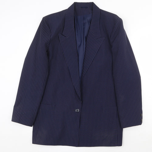 Debenhams Womens Blue Striped Polyester Jacket Suit Jacket Size 14