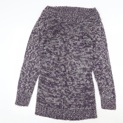George Womens Purple Boat Neck Acrylic Pullover Jumper Size 8