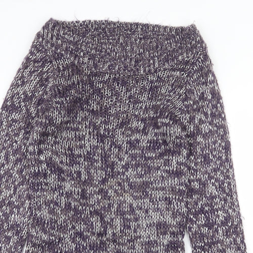 George Womens Purple Boat Neck Acrylic Pullover Jumper Size 8