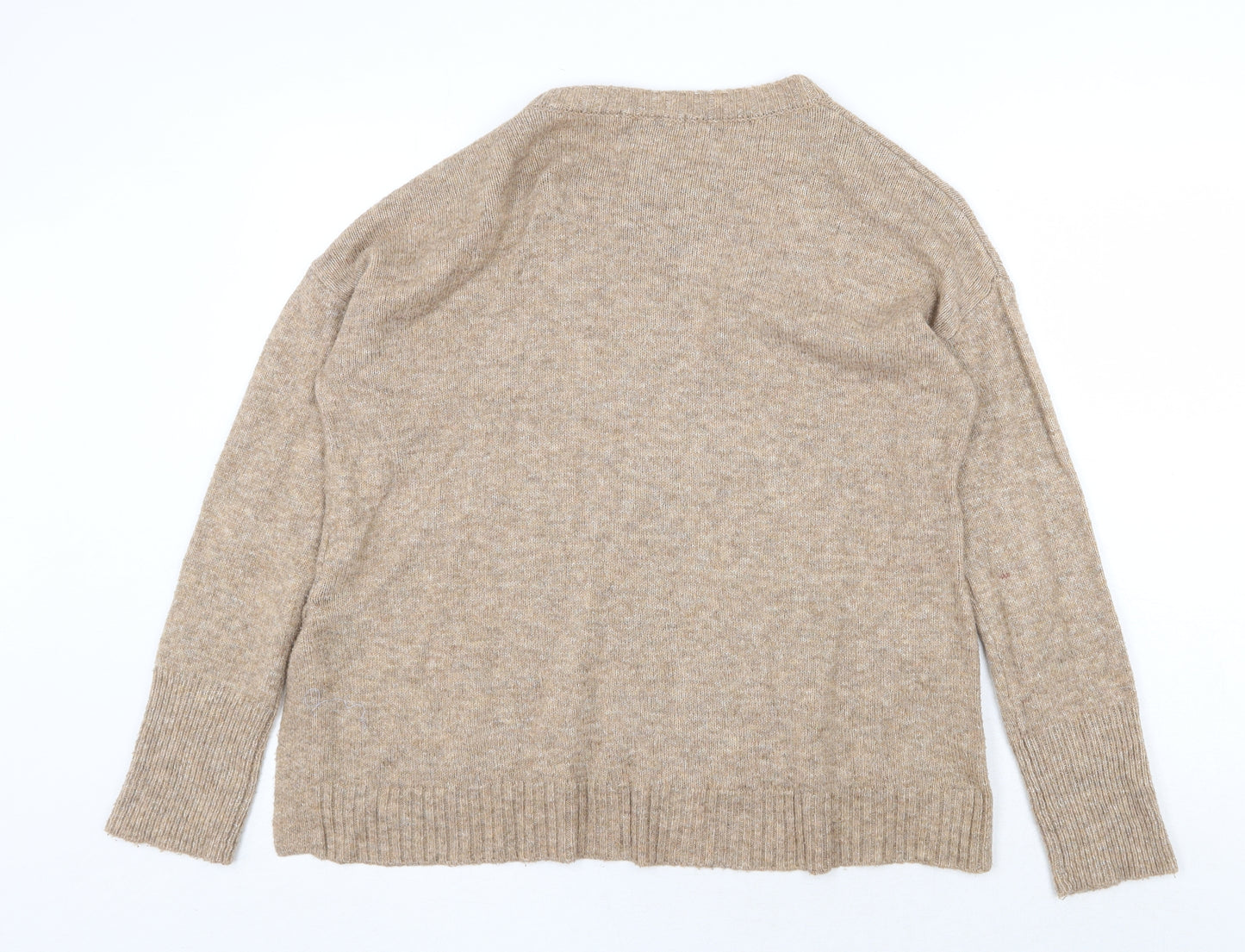 Primark Womens Beige Round Neck Acrylic Pullover Jumper Size S