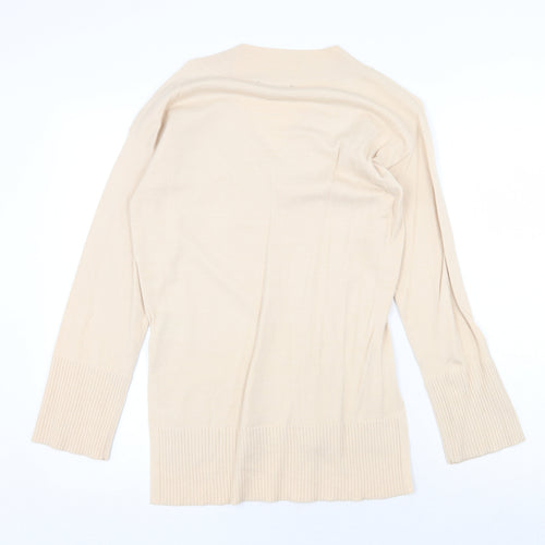 Oasis Womens Beige V-Neck Viscose Pullover Jumper Size XS