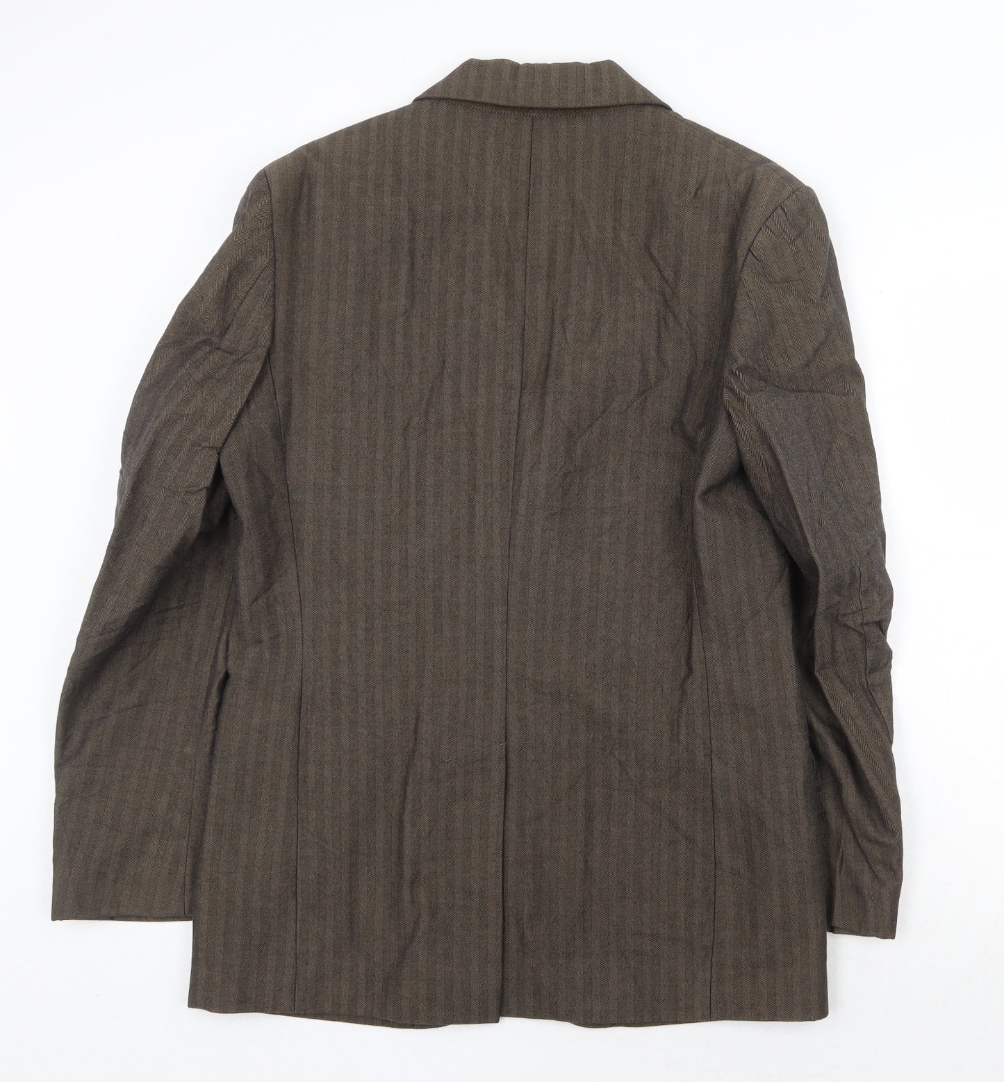 Monsoon Mens Brown Striped Cotton Jacket Suit Jacket Size 38 Regular