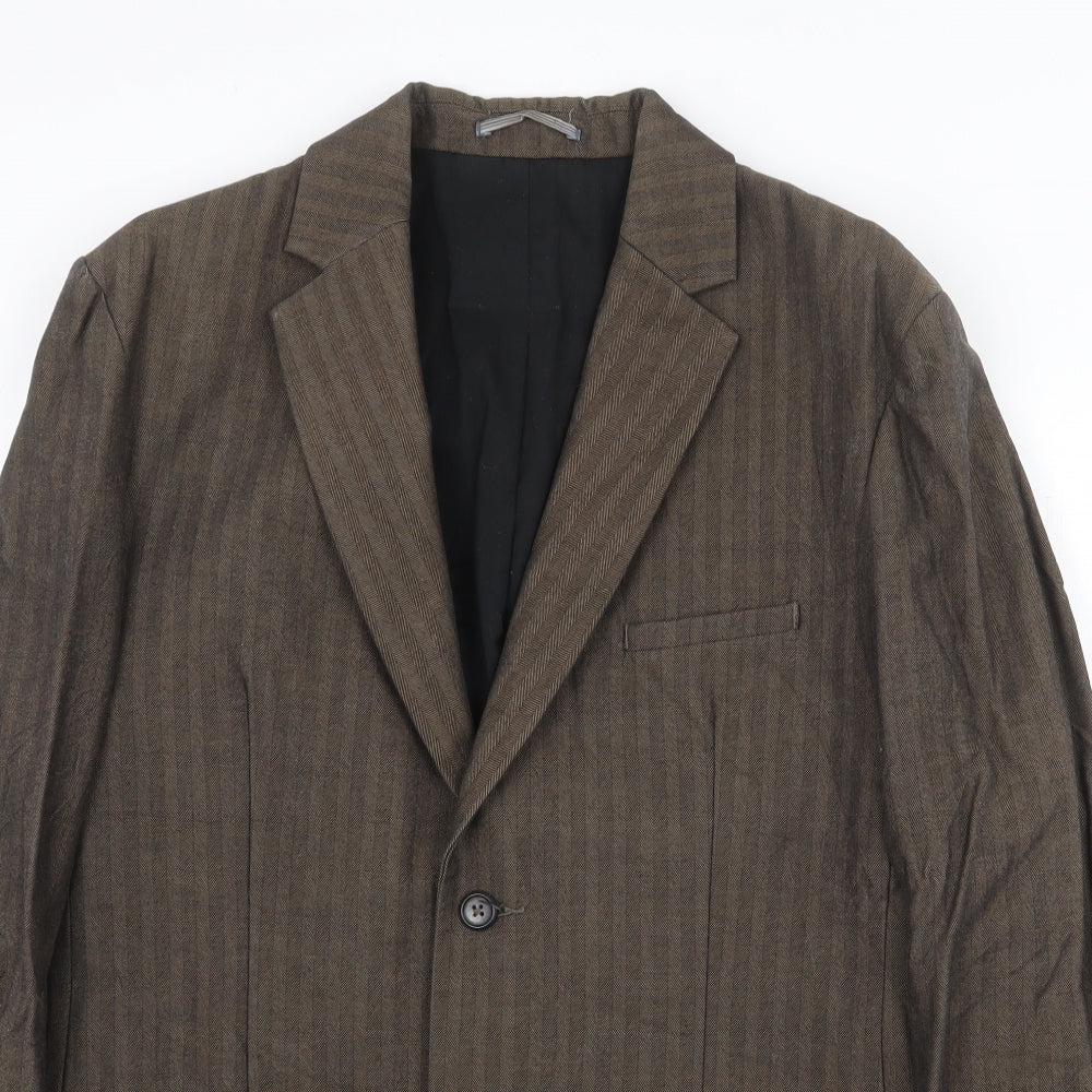 Monsoon Mens Brown Striped Cotton Jacket Suit Jacket Size 38 Regular