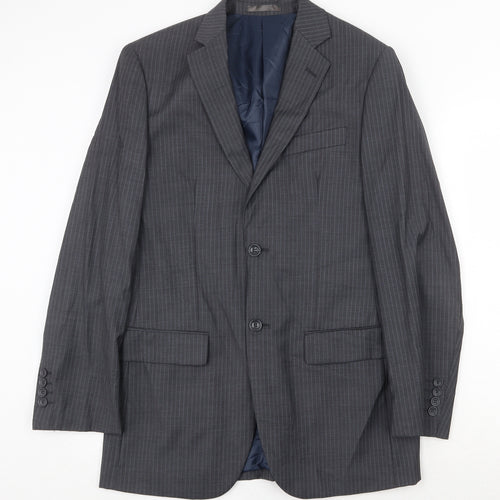 Butler & Webb Mens Grey Striped Wool Jacket Suit Jacket Size 36 Regular