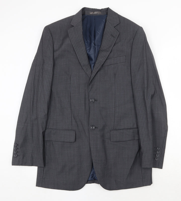 Butler & Webb Mens Grey Striped Wool Jacket Suit Jacket Size 36 Regular