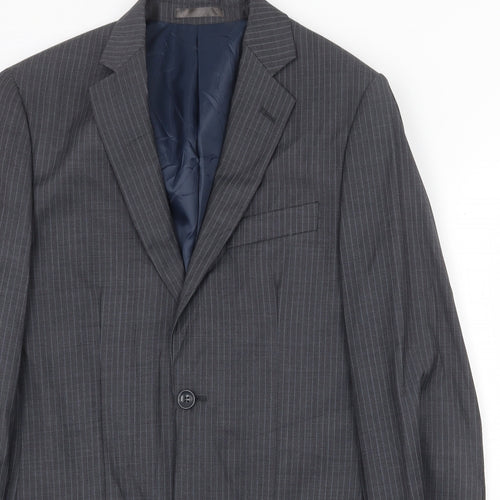 Butler & Webb Mens Grey Striped Wool Jacket Suit Jacket Size 36 Regular