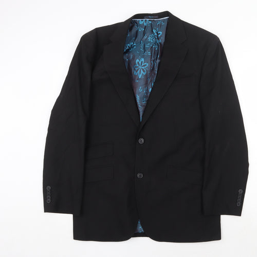 Jacamo Mens Black Polyester Jacket Suit Jacket Size 40 Regular - 5 button sleeve
