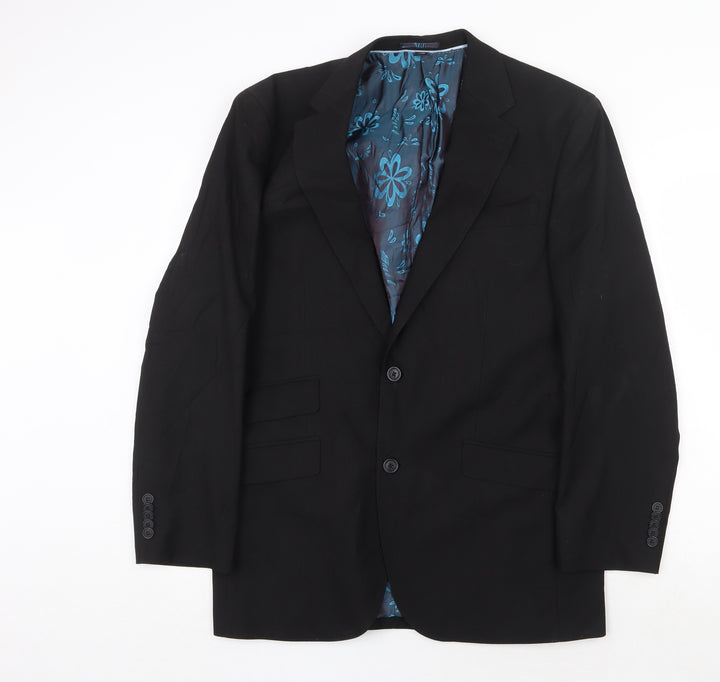 Jacamo Mens Black Polyester Jacket Suit Jacket Size 40 Regular - 5 button sleeve