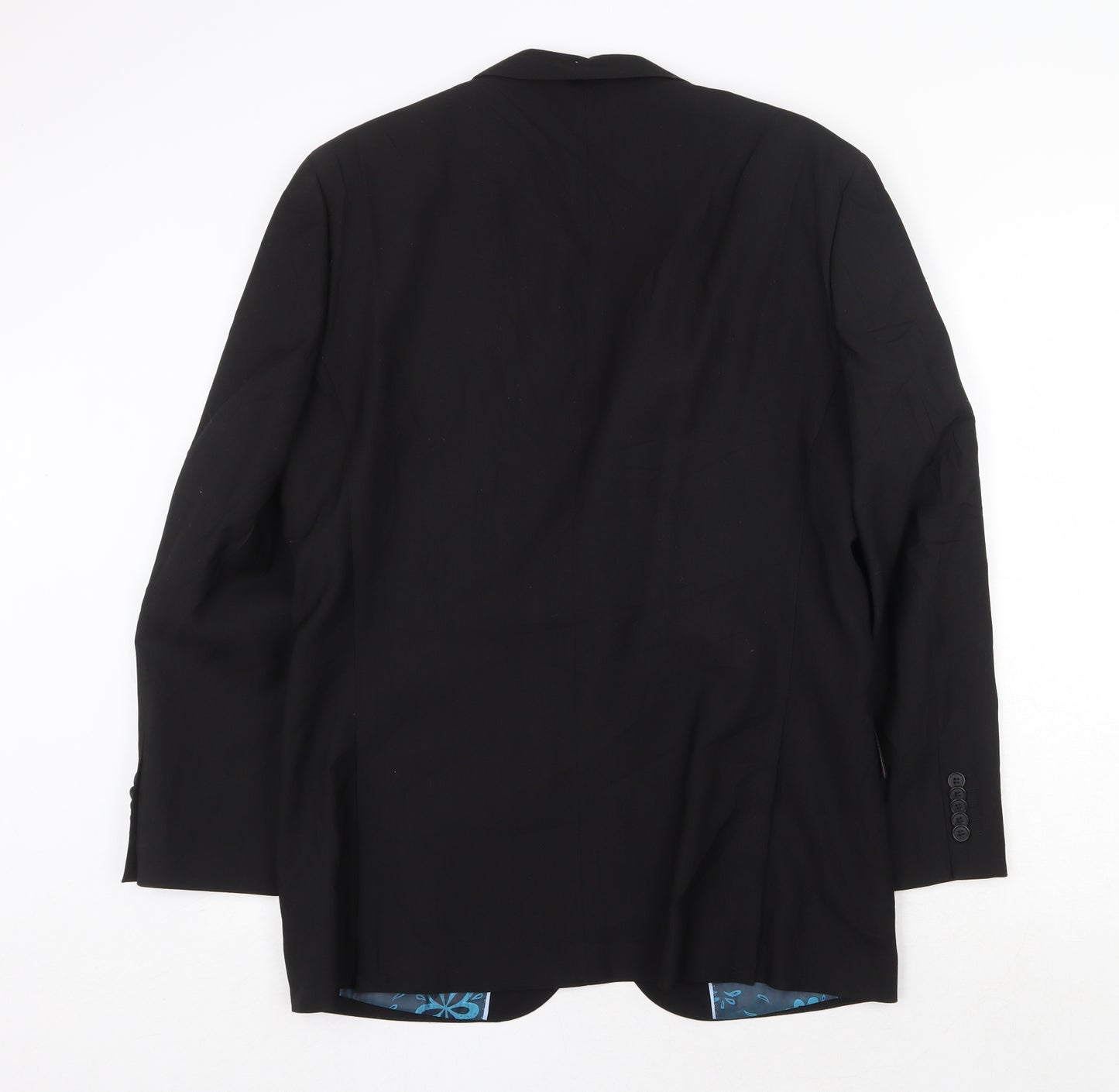 Jacamo Mens Black Polyester Jacket Suit Jacket Size 40 Regular - 5 button sleeve