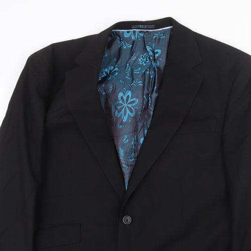 Jacamo Mens Black Polyester Jacket Suit Jacket Size 40 Regular - 5 button sleeve