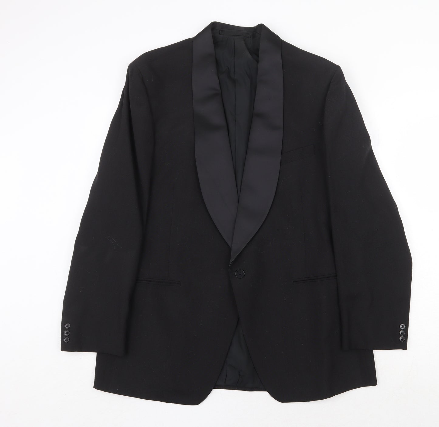 Burton Mens Black Wool Tuxedo Suit Jacket Size 42 Regular